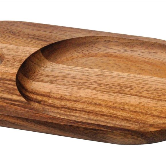 Ironwood Gourmet Acacia Wood Cocktail Cheese Wine Plates ~ Set of 4 ~ NEW - Picture 6 of 7